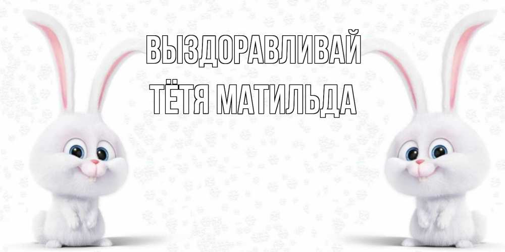 Открытка на каждый день с именем, Тётя-Матильда Выздоравливай не болей с зайцем Прикольная открытка с пожеланием онлайн скачать бесплатно 