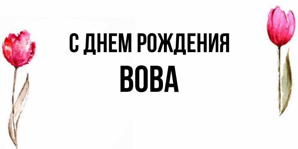 Открытка на каждый день с именем, Вова С днем рождения открытки акварелью с цветами Прикольная открытка с пожеланием онлайн скачать бесплатно 
