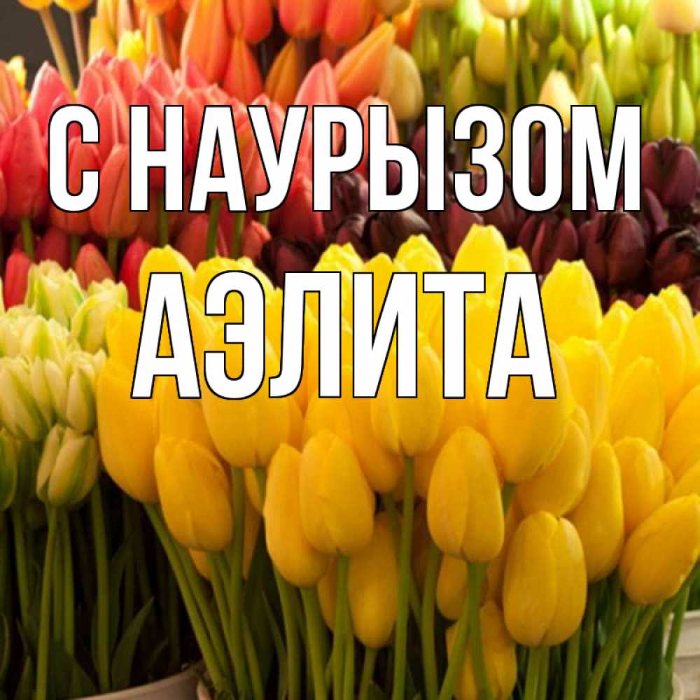 Открытка на каждый день с именем, Аэлита С наурызом цветы Прикольная открытка с пожеланием онлайн скачать бесплатно 