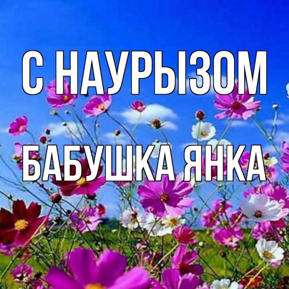 Открытка на каждый день с именем, Бабушка-Янка С наурызом цветы Прикольная открытка с пожеланием онлайн скачать бесплатно 