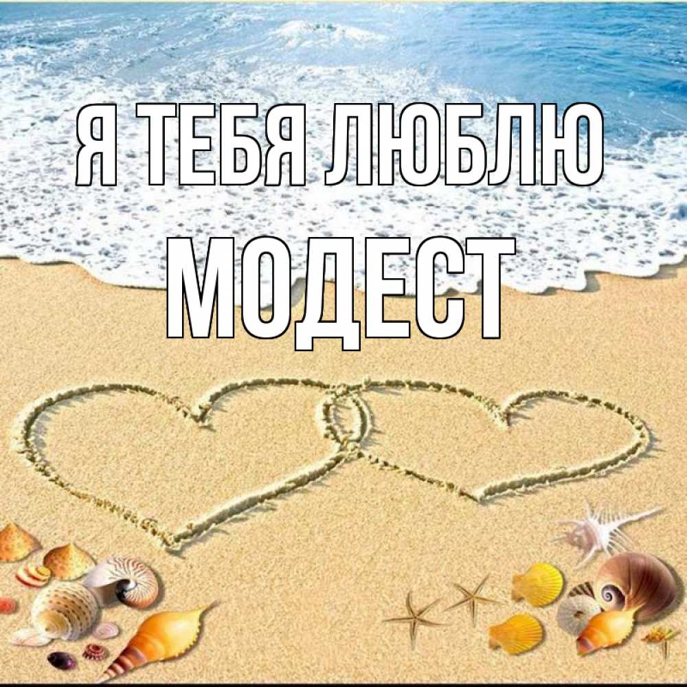Открытка на каждый день с именем, Модест Я тебя люблю ракушки Прикольная открытка с пожеланием онлайн скачать бесплатно 