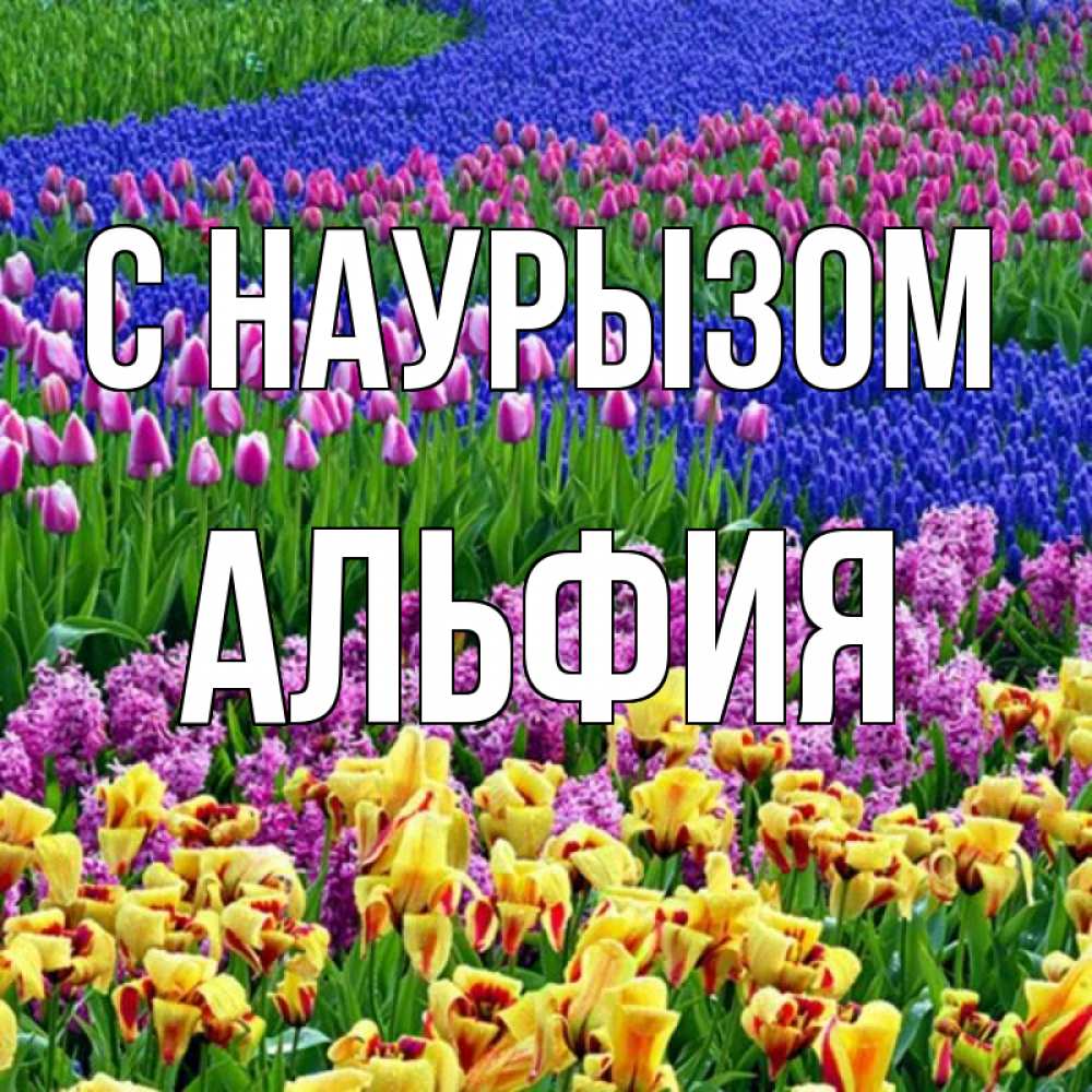 Открытка на каждый день с именем, Альфия С наурызом цветы Прикольная открытка с пожеланием онлайн скачать бесплатно 