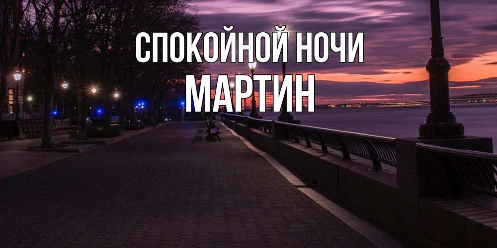 Открытка на каждый день с именем, Мартин Спокойной ночи фонари на фоне реки Прикольная открытка с пожеланием онлайн скачать бесплатно 