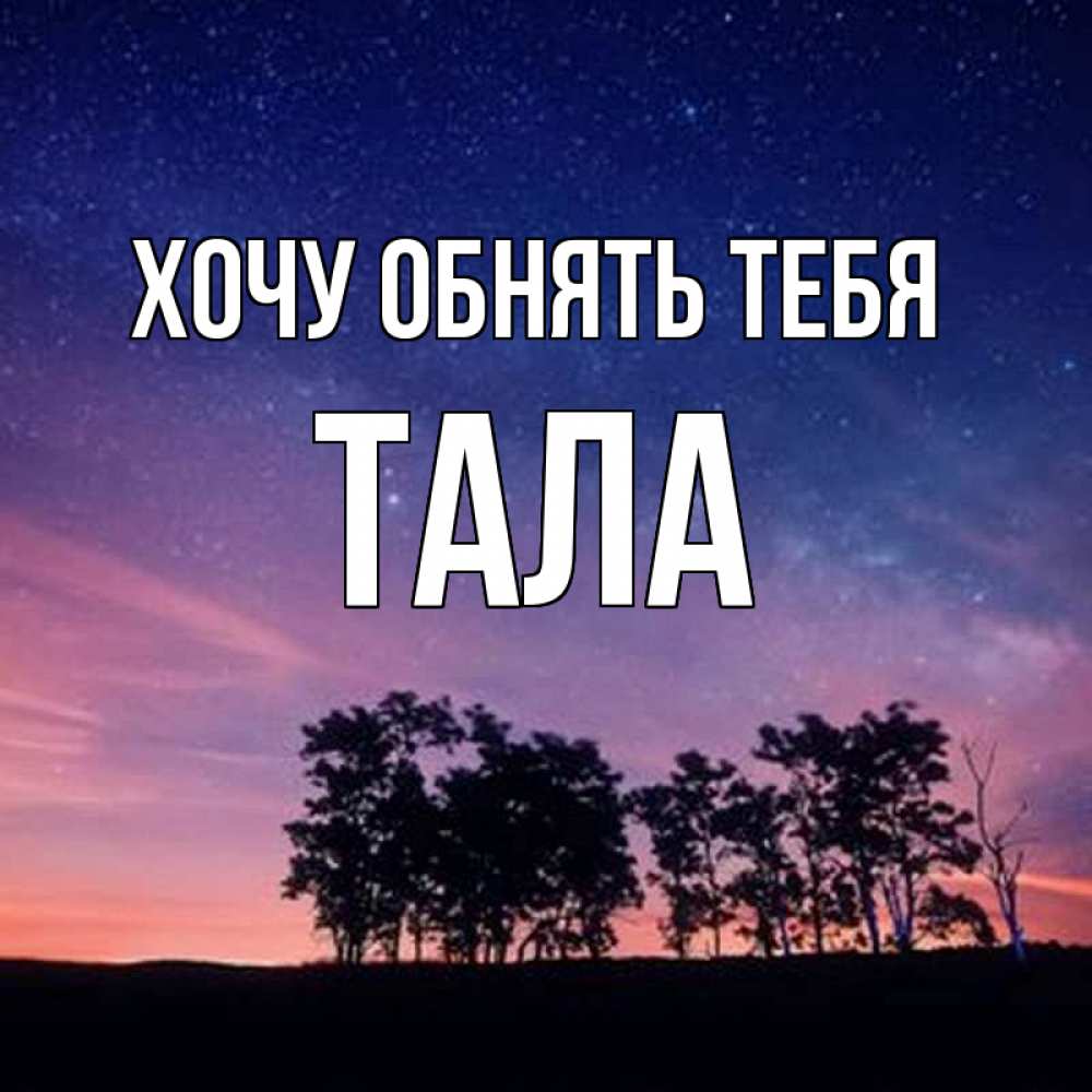 Открытка на каждый день с именем, Тала Хочу обнять тебя силуэты деревьев Прикольная открытка с пожеланием онлайн скачать бесплатно 