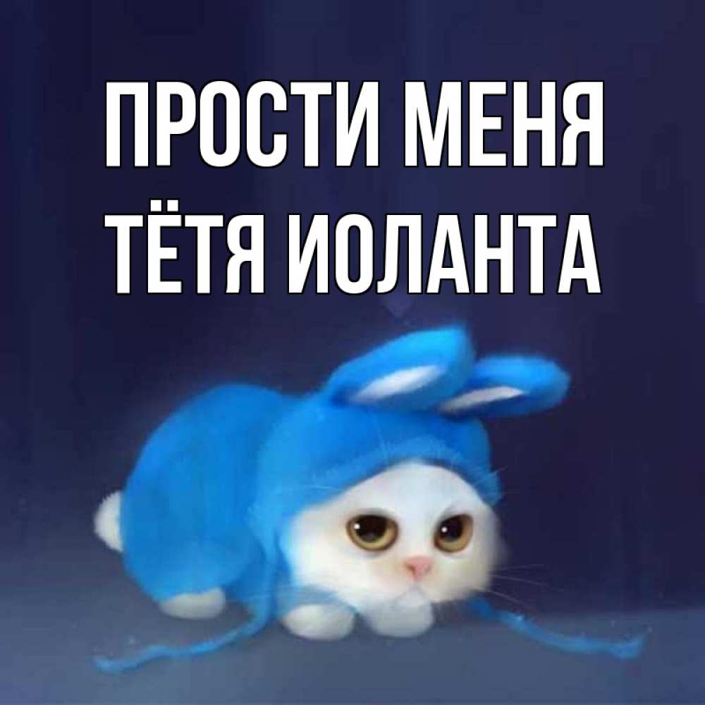 Открытка на каждый день с именем, Тётя-Иоланта Прости меня невинный котозай просит прощения Прикольная открытка с пожеланием онлайн скачать бесплатно 