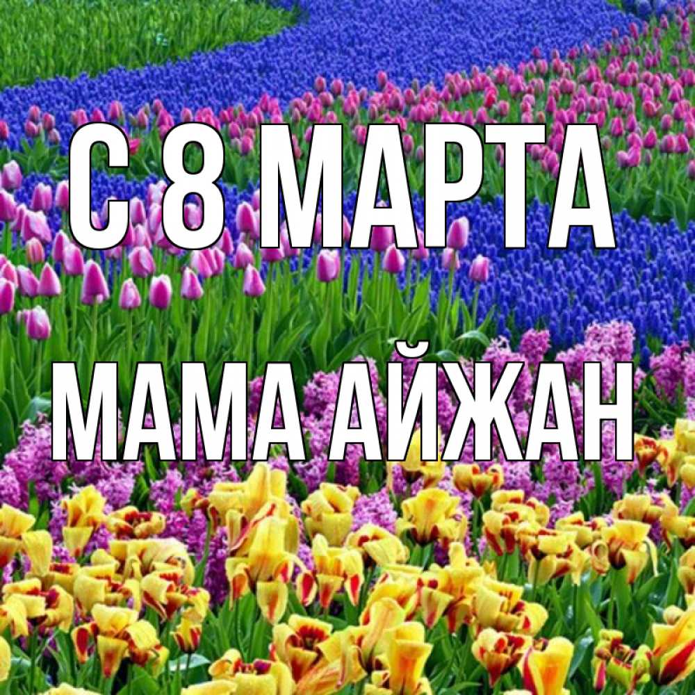 Открытка на каждый день с именем, Мама-Айжан С 8 МАРТА цветы Прикольная открытка с пожеланием онлайн скачать бесплатно 