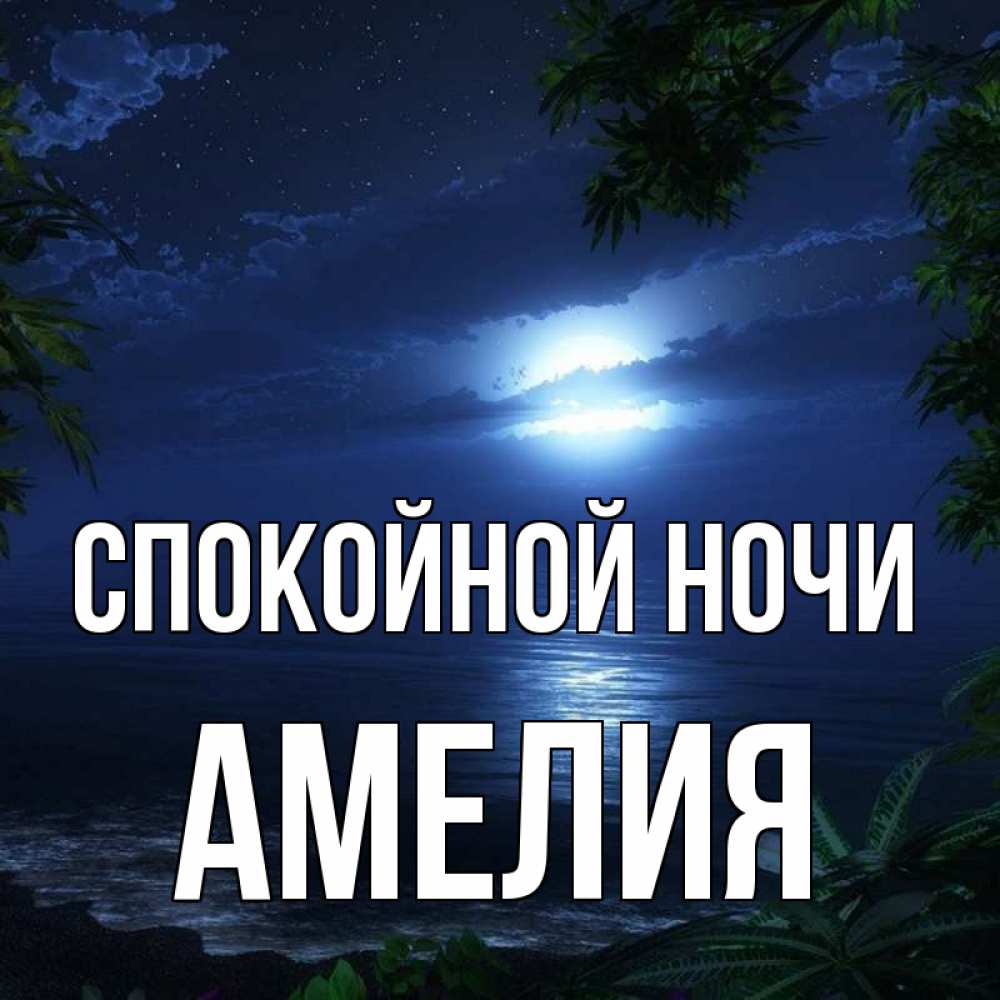 Открытка на каждый день с именем, Амелия Спокойной ночи тропический остров Прикольная открытка с пожеланием онлайн скачать бесплатно 