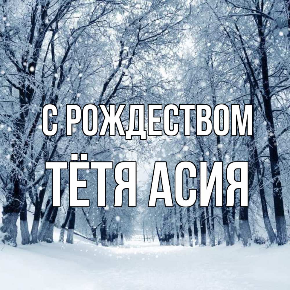 Открытка на каждый день с именем, Тётя-Асия С рождеством снег, лес, парк Прикольная открытка с пожеланием онлайн скачать бесплатно 
