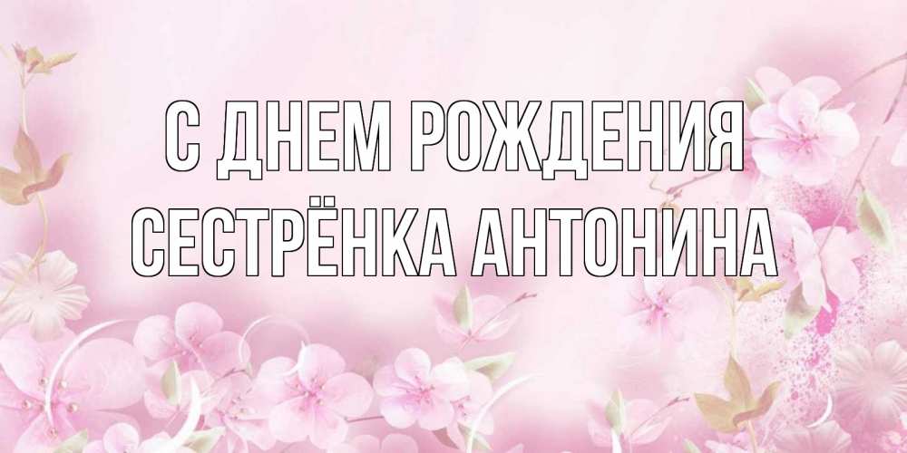Открытка на каждый день с именем, Сестрёнка-Антонина С днем рождения нежные цветы Прикольная открытка с пожеланием онлайн скачать бесплатно 