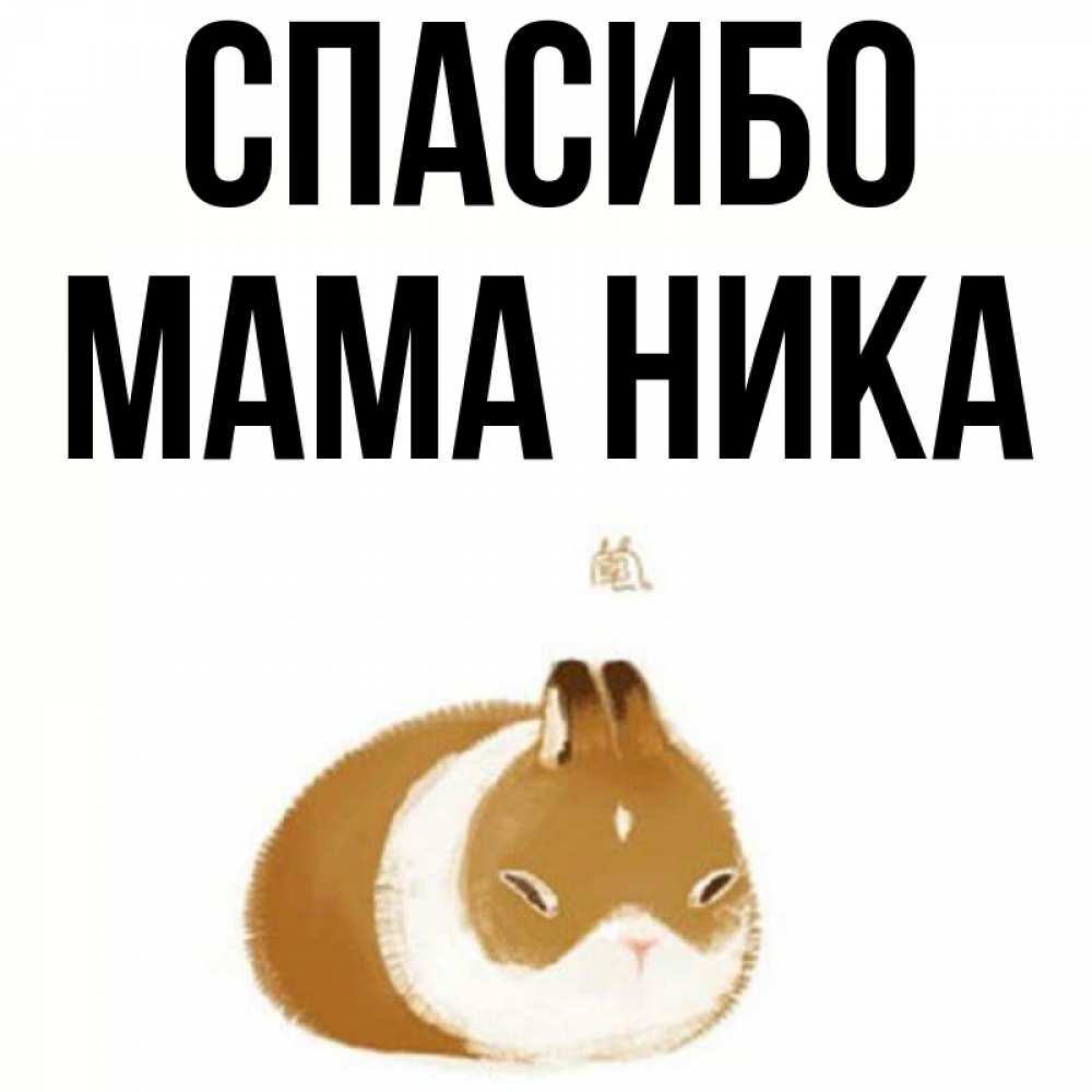 Открытка на каждый день с именем, Мама-Ника Спасибо коричнево белый домашний питомец Прикольная открытка с пожеланием онлайн скачать бесплатно 