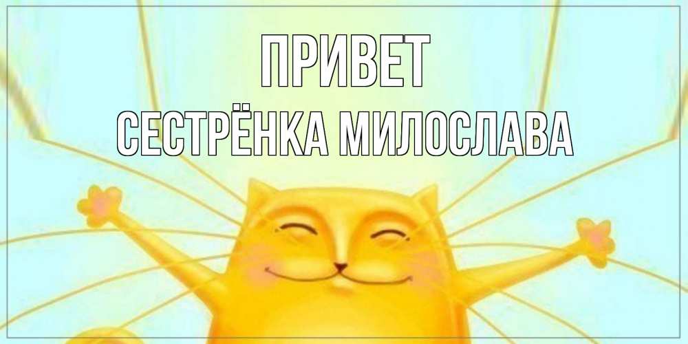 Открытка на каждый день с именем, Сестрёнка-Милослава Привет кот Прикольная открытка с пожеланием онлайн скачать бесплатно 