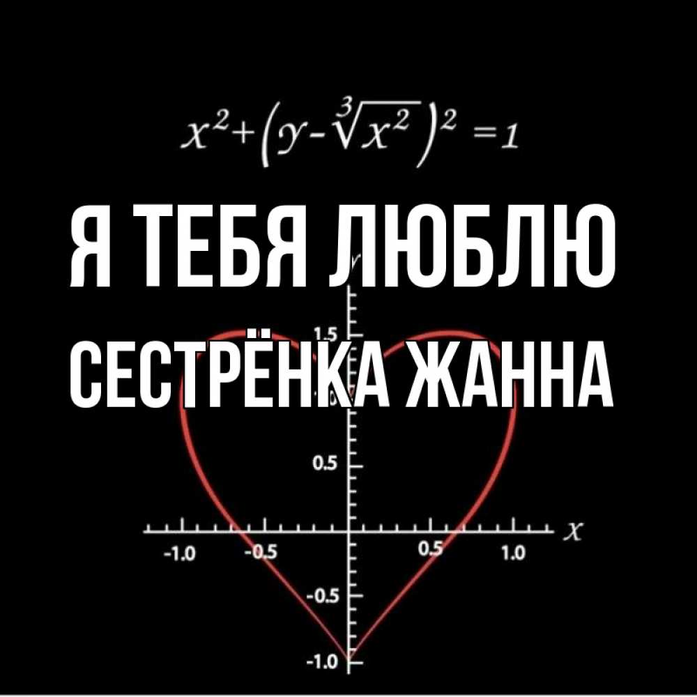 Открытка на каждый день с именем, Сестрёнка-Жанна Я тебя люблю сердечная формула Прикольная открытка с пожеланием онлайн скачать бесплатно 