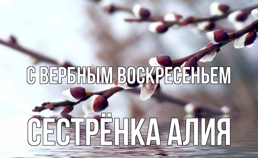 Открытка на каждый день с именем, Сестрёнка-Алия С вербным воскресеньем верба, ручей Прикольная открытка с пожеланием онлайн скачать бесплатно 