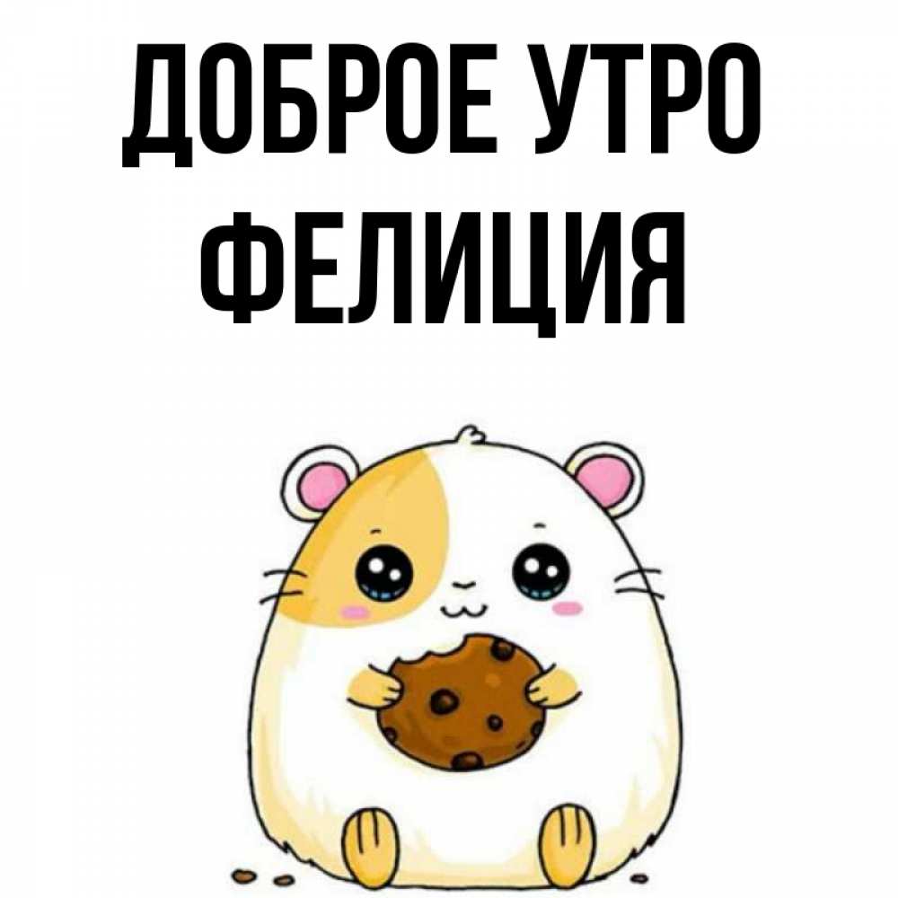 Открытка на каждый день с именем, Фелиция Доброе утро есть печеньку. Утречко Прикольная открытка с пожеланием онлайн скачать бесплатно 