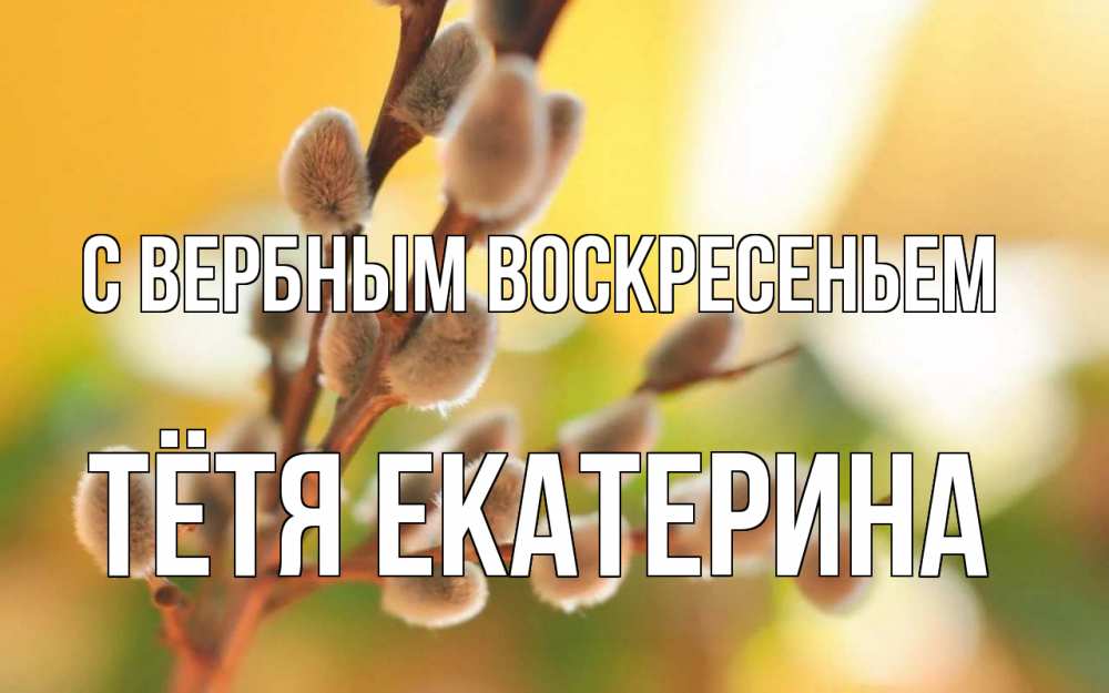Открытка на каждый день с именем, Тётя-Екатерина С вербным воскресеньем верба Прикольная открытка с пожеланием онлайн скачать бесплатно 