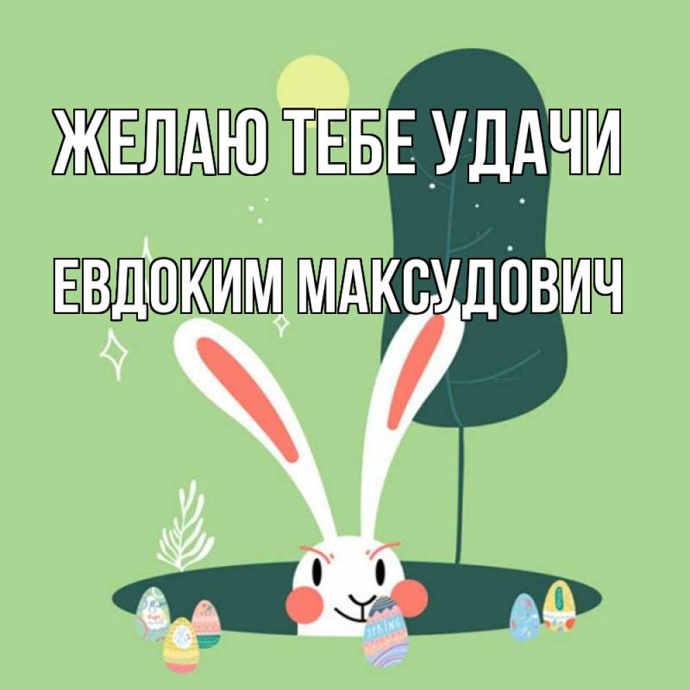 Открытка на каждый день с именем, Евдоким-Максудович Желаю тебе удачи заяц Прикольная открытка с пожеланием онлайн скачать бесплатно 
