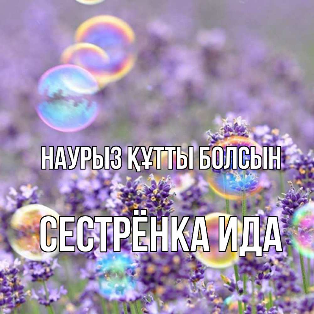 Открытка на каждый день с именем, Сестрёнка-Ида Наурыз құтты болсын цветы Прикольная открытка с пожеланием онлайн скачать бесплатно 