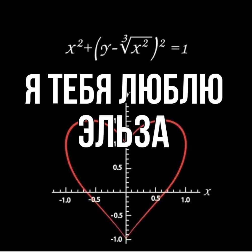 Открытка на каждый день с именем, Эльза Я тебя люблю сердечная формула Прикольная открытка с пожеланием онлайн скачать бесплатно 
