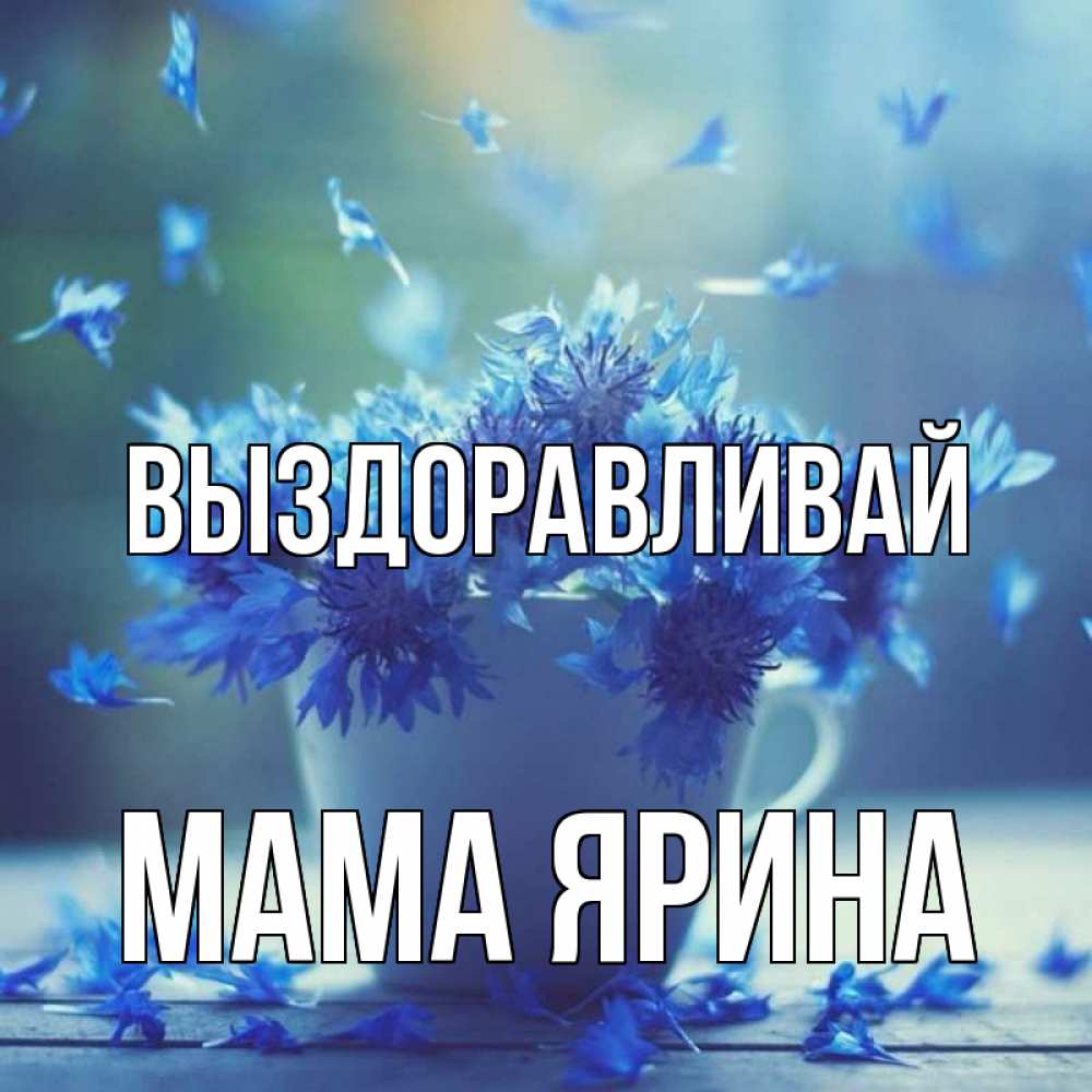 Открытка на каждый день с именем, Мама-Ярина Выздоравливай кружка с зельем и цветами Прикольная открытка с пожеланием онлайн скачать бесплатно 