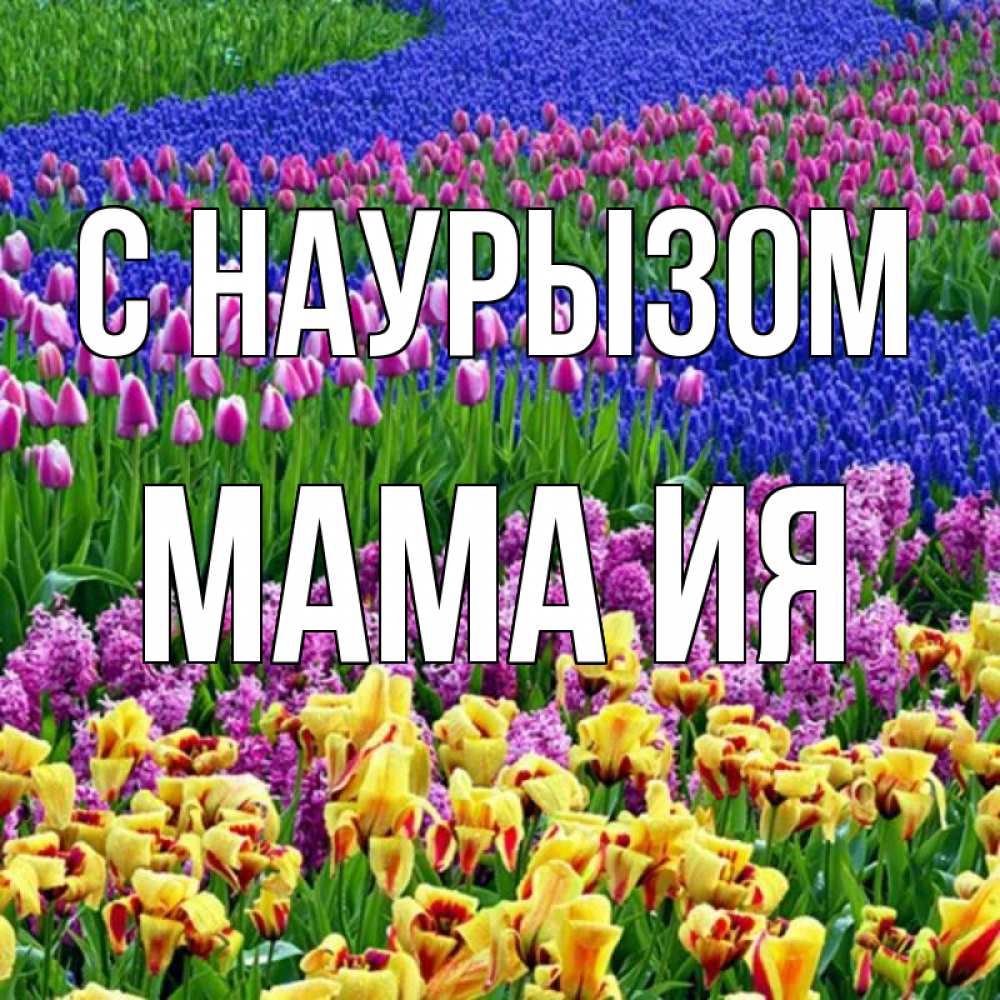 Открытка на каждый день с именем, Мама-Ия С наурызом цветы Прикольная открытка с пожеланием онлайн скачать бесплатно 