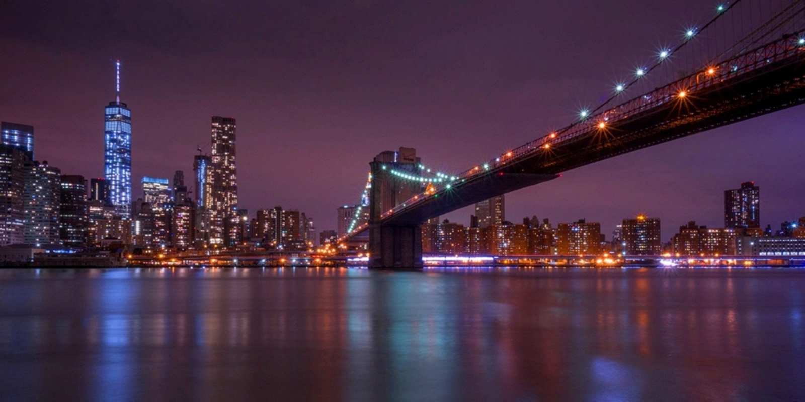 Открытка бруклинский мост ночной мост Спокойной ночи 