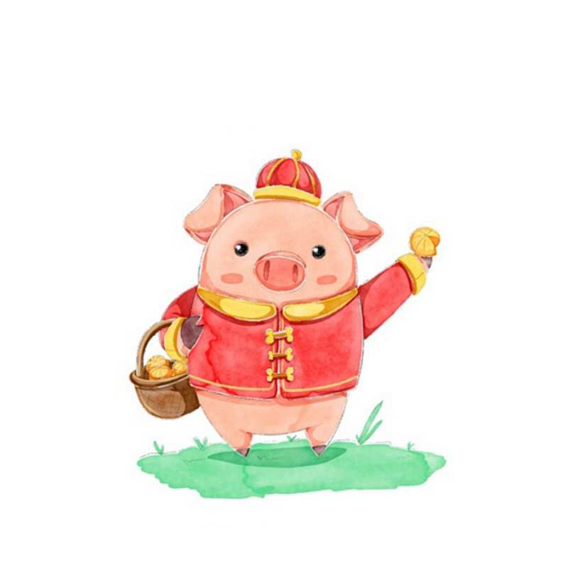 Открытка свинья с мандаринами  поросенок  Желаю тебе удачи 