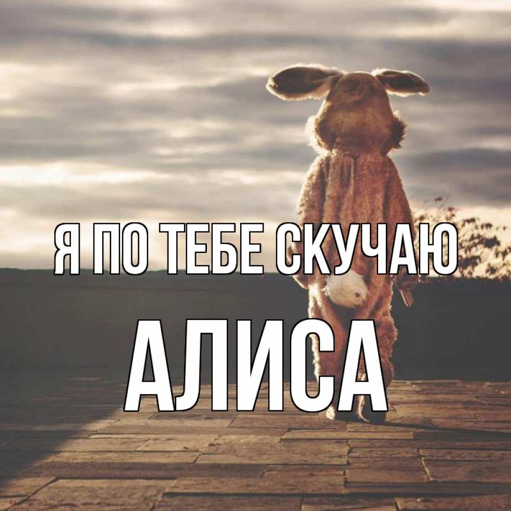 Открытка на каждый день с именем, Алиса Я по тебе скучаю даже в костюме зайца Прикольная открытка с пожеланием онлайн скачать бесплатно 