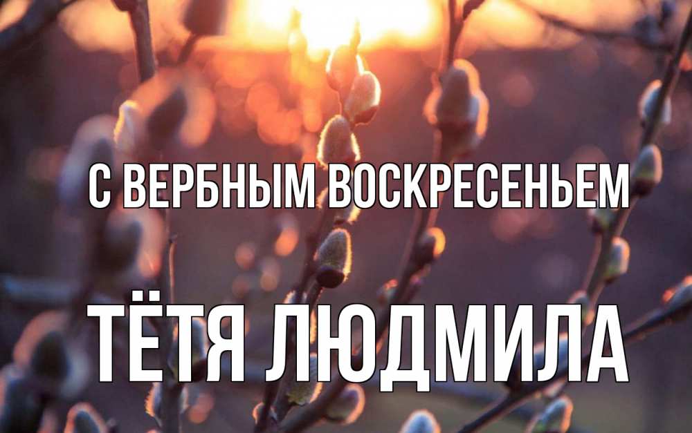 Открытка на каждый день с именем, Тётя-Людмила С вербным воскресеньем верба Прикольная открытка с пожеланием онлайн скачать бесплатно 
