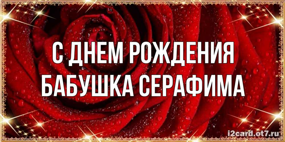 Открытка на каждый день с именем, Бабушка-Серафима С днем рождения роса на розе блестящая в лучах солнца Прикольная открытка с пожеланием онлайн скачать бесплатно 