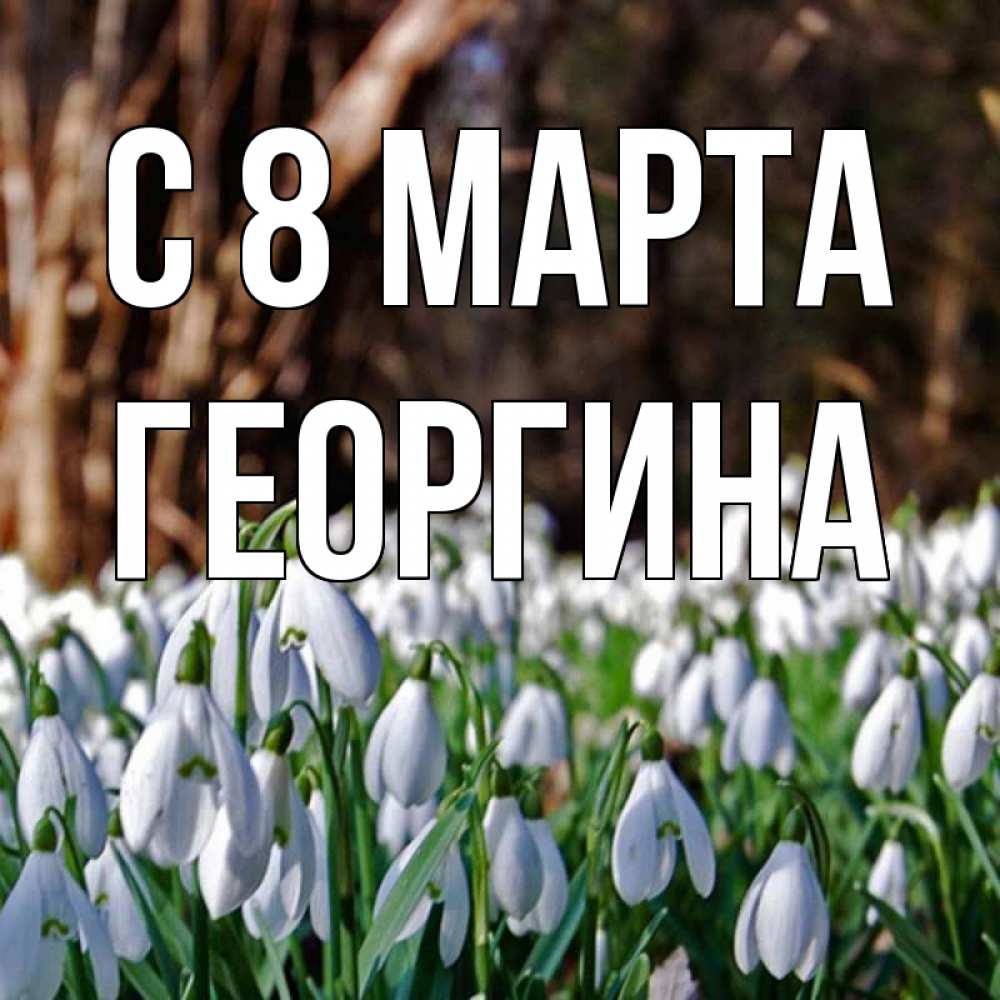 Открытка на каждый день с именем, Георгина С 8 МАРТА с подснежниками 1 Прикольная открытка с пожеланием онлайн скачать бесплатно 