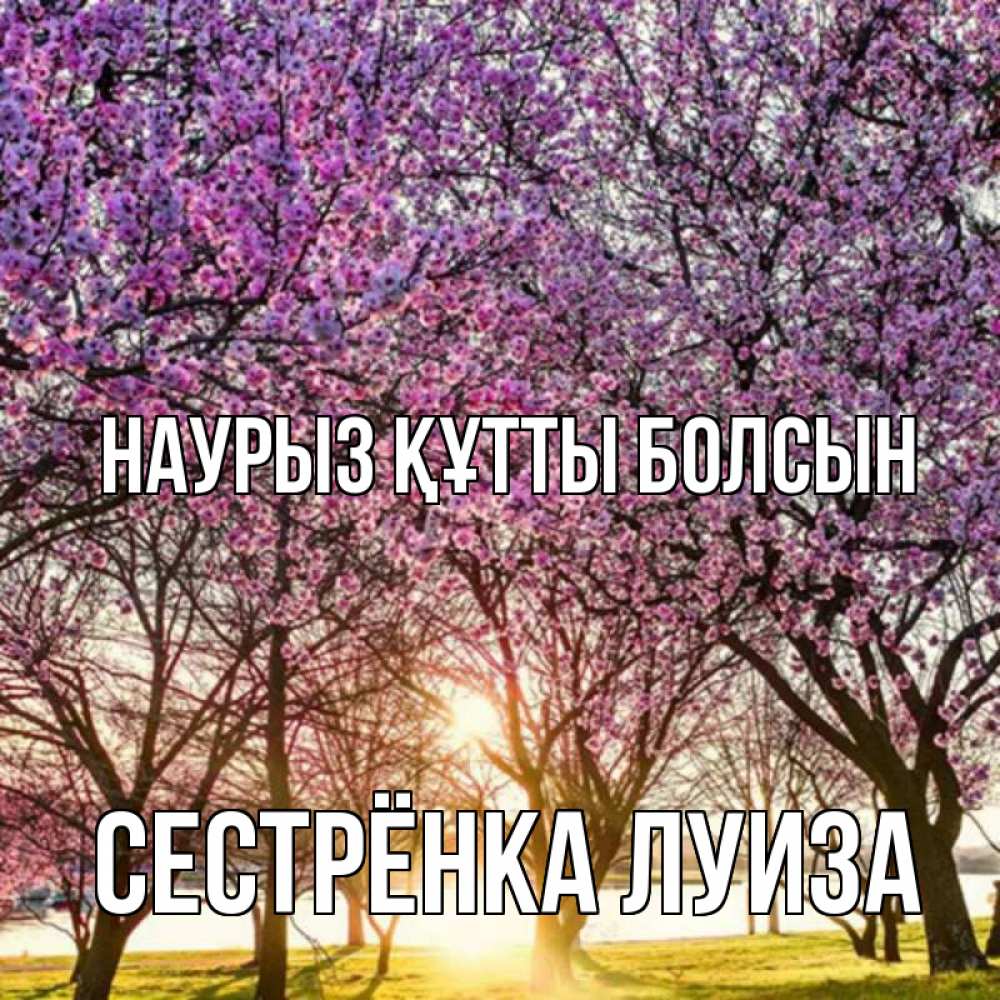 Открытка на каждый день с именем, Сестрёнка-Луиза Наурыз құтты болсын наурыз Прикольная открытка с пожеланием онлайн скачать бесплатно 