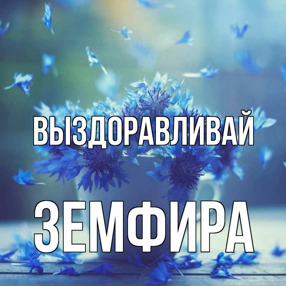 Открытка на каждый день с именем, Земфира Выздоравливай кружка с зельем и цветами Прикольная открытка с пожеланием онлайн скачать бесплатно 