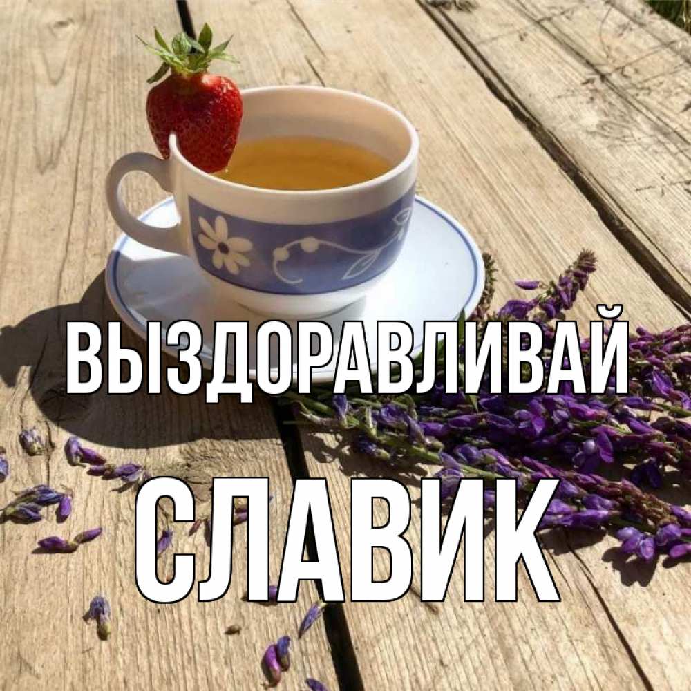 Открытка на каждый день с именем, Славик Выздоравливай чай Прикольная открытка с пожеланием онлайн скачать бесплатно 