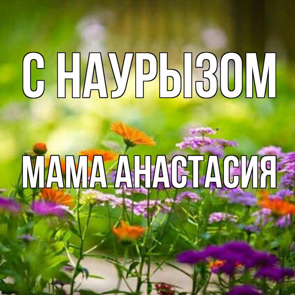 Открытка на каждый день с именем, Мама-Анастасия С наурызом цветы Прикольная открытка с пожеланием онлайн скачать бесплатно 