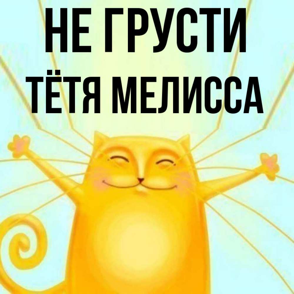 Открытка на каждый день с именем, Тётя-Мелисса Не грусти обнимашки усатые Прикольная открытка с пожеланием онлайн скачать бесплатно 