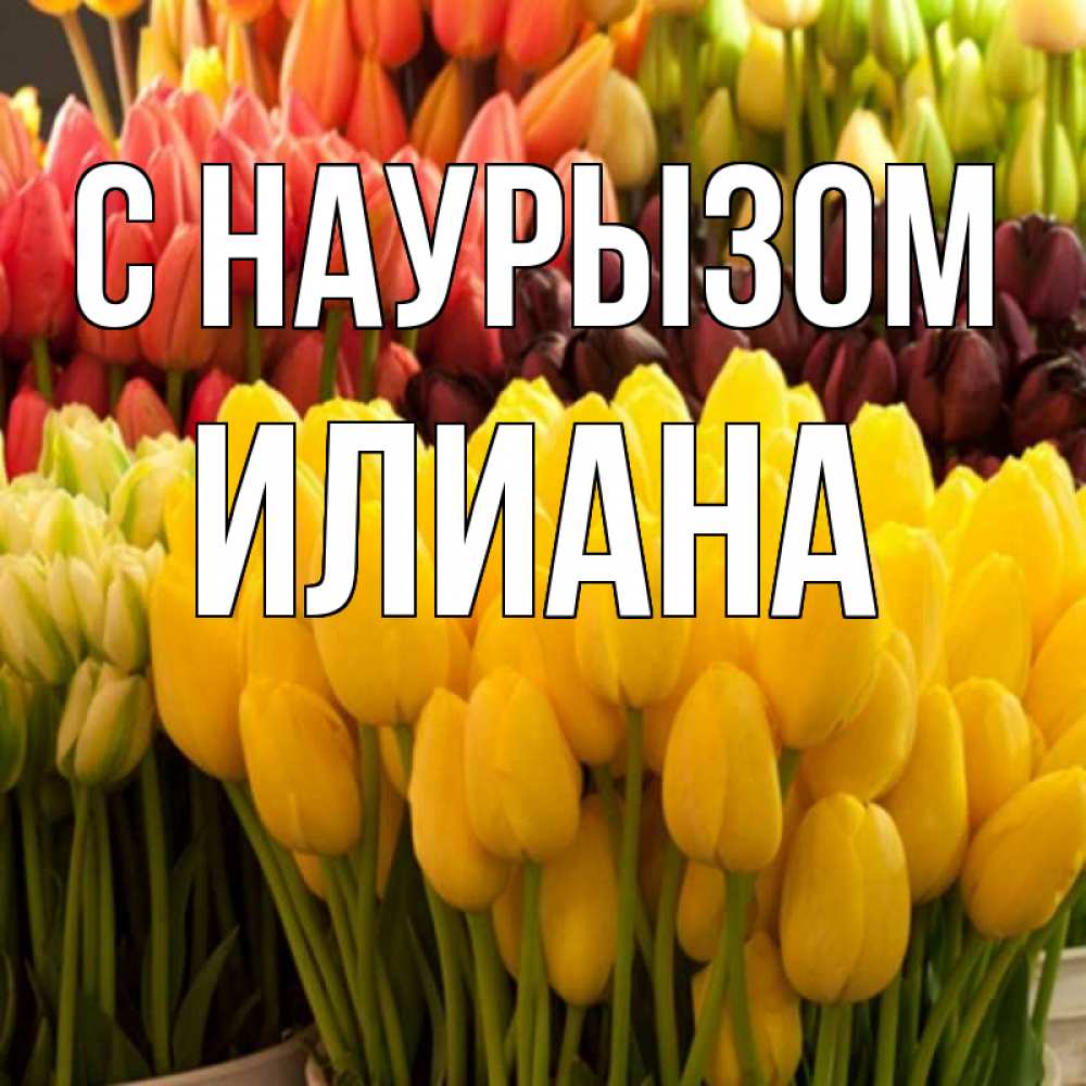 Открытка на каждый день с именем, Илиана С наурызом цветы Прикольная открытка с пожеланием онлайн скачать бесплатно 