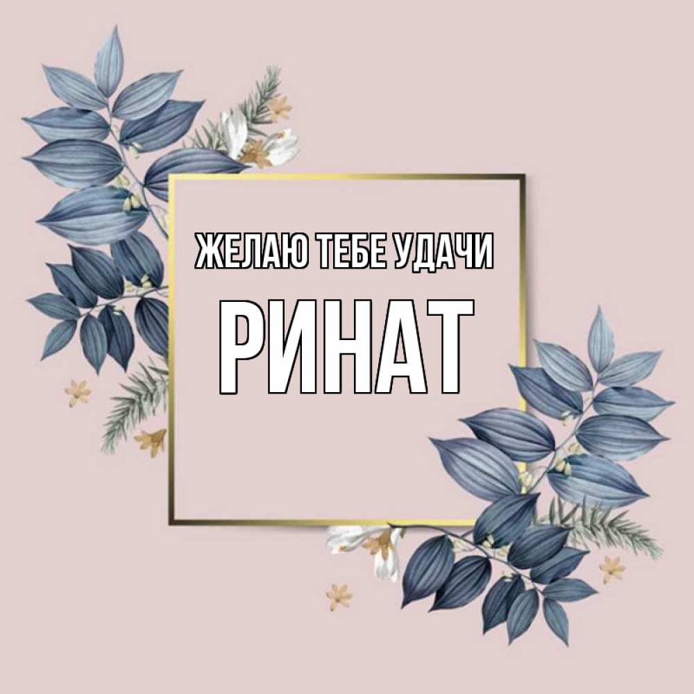 Открытка на каждый день с именем, Ринат Желаю тебе удачи листья цветов Прикольная открытка с пожеланием онлайн скачать бесплатно 