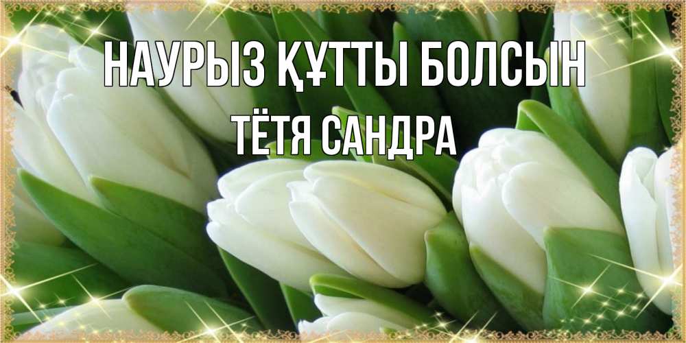 Открытка на каждый день с именем, Тётя-Сандра Наурыз құтты болсын поздравляем с наурызом Прикольная открытка с пожеланием онлайн скачать бесплатно 