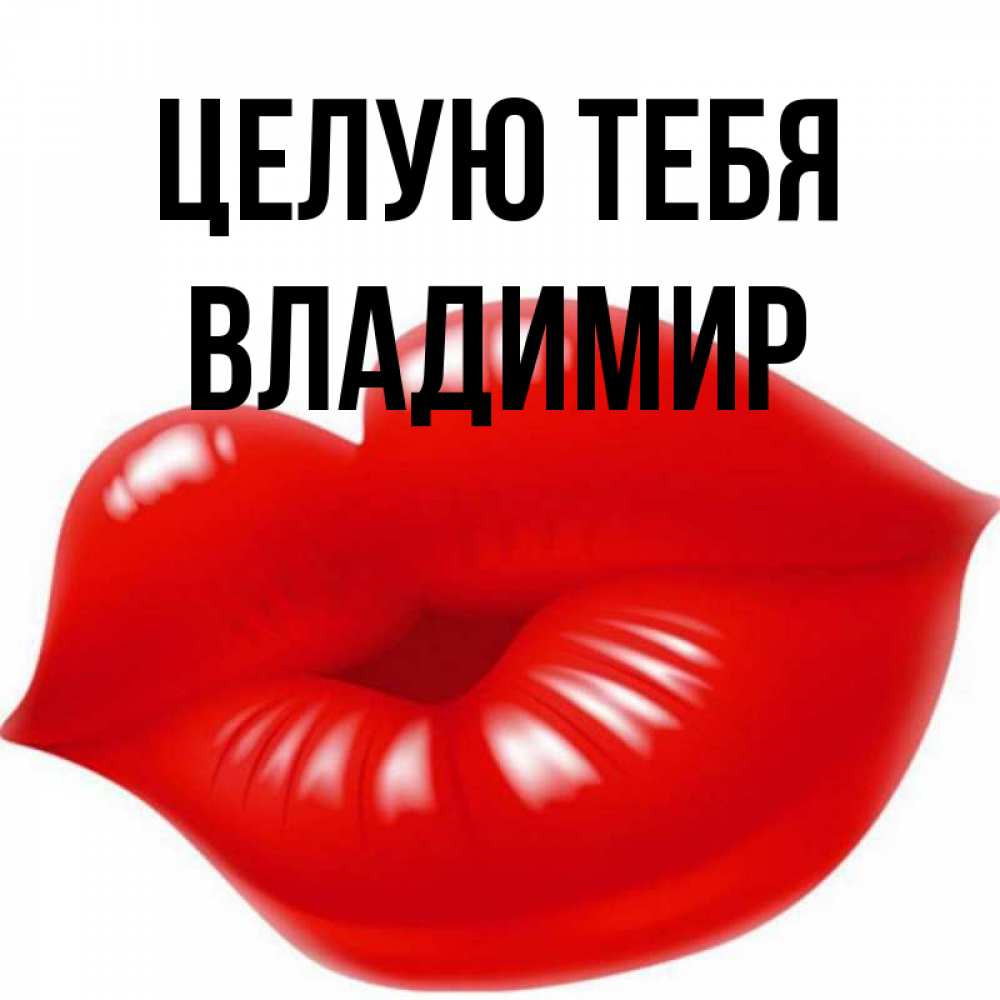Открытка на каждый день с именем, Владимир Целую тебя губки надутые бантиком Прикольная открытка с пожеланием онлайн скачать бесплатно 