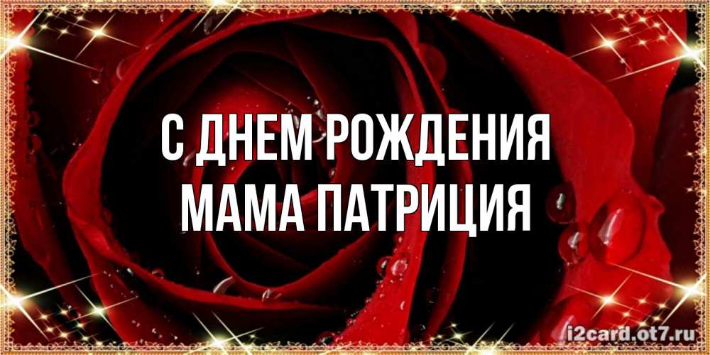 Открытка на каждый день с именем, Мама-Патриция С днем рождения цветок в росе на день рождения Прикольная открытка с пожеланием онлайн скачать бесплатно 