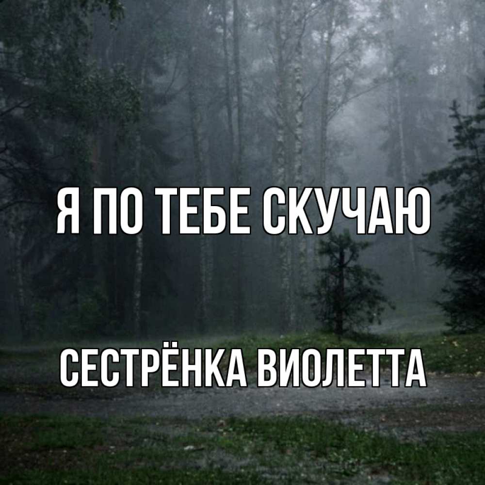 Открытка на каждый день с именем, Сестрёнка-Виолетта Я по тебе скучаю одна и плохо мне Прикольная открытка с пожеланием онлайн скачать бесплатно 