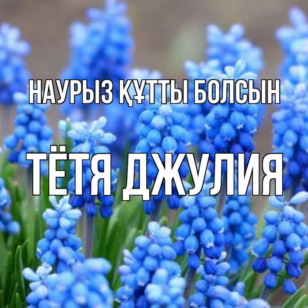 Открытка на каждый день с именем, Тётя-Джулия Наурыз құтты болсын Поздравительная открытка для женщин с цветами на праздничную дату Прикольная открытка с пожеланием онлайн скачать бесплатно 