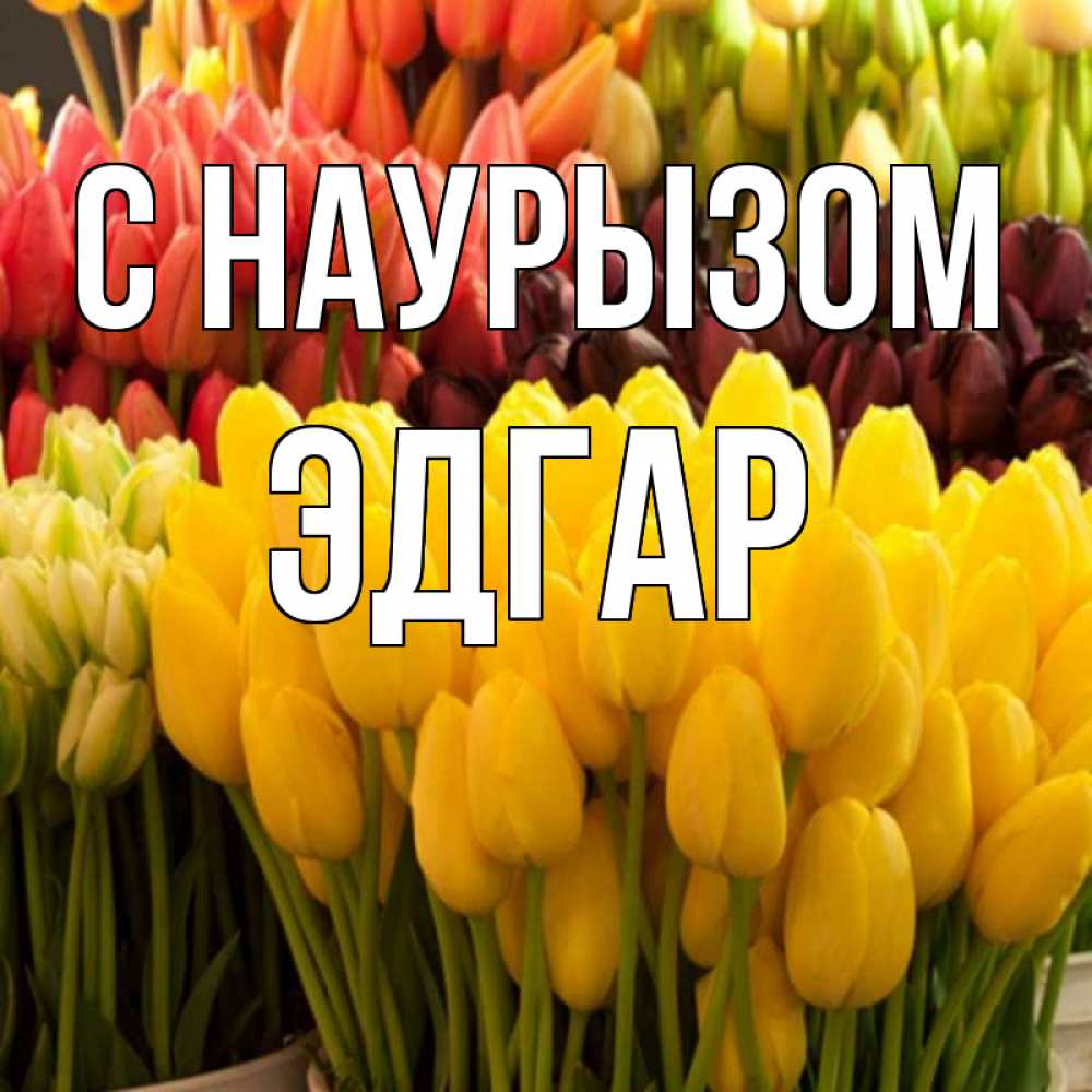 Открытка на каждый день с именем, Эдгар С наурызом цветы Прикольная открытка с пожеланием онлайн скачать бесплатно 
