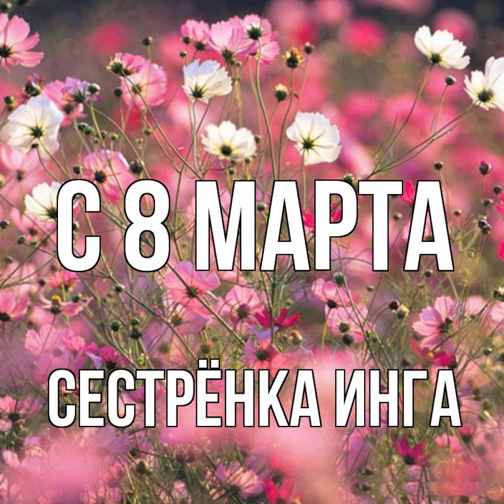 Открытка на каждый день с именем, Сестрёнка-Инга С 8 марта красиво 1 Прикольная открытка с пожеланием онлайн скачать бесплатно 