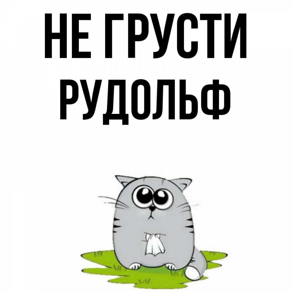 Открытка на каждый день с именем, Рудольф Не грусти грустный котяра Прикольная открытка с пожеланием онлайн скачать бесплатно 