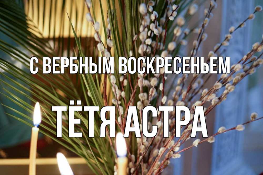 Открытка на каждый день с именем, Тётя-Астра С вербным воскресеньем верба Прикольная открытка с пожеланием онлайн скачать бесплатно 