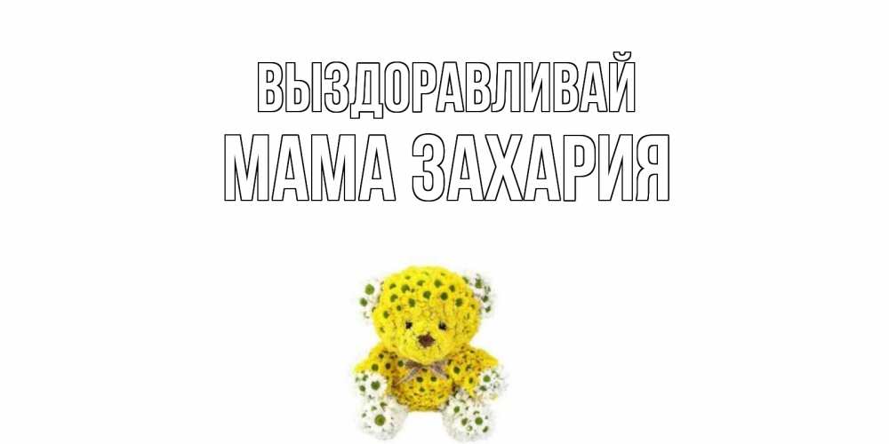 Открытка на каждый день с именем, Мама-Захария Выздоравливай мишка Прикольная открытка с пожеланием онлайн скачать бесплатно 
