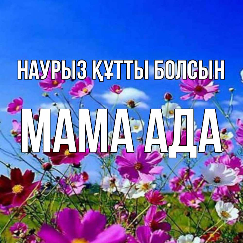 Открытка на каждый день с именем, Мама-Ада Наурыз құтты болсын цветы Прикольная открытка с пожеланием онлайн скачать бесплатно 