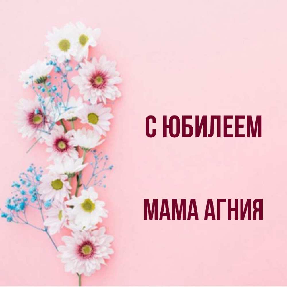 Открытка на каждый день с именем, Мама-Агния С юбилеем Родная моя с днем рождения тебя картинка с цветами белыми и голубыми Прикольная открытка с пожеланием онлайн скачать бесплатно 
