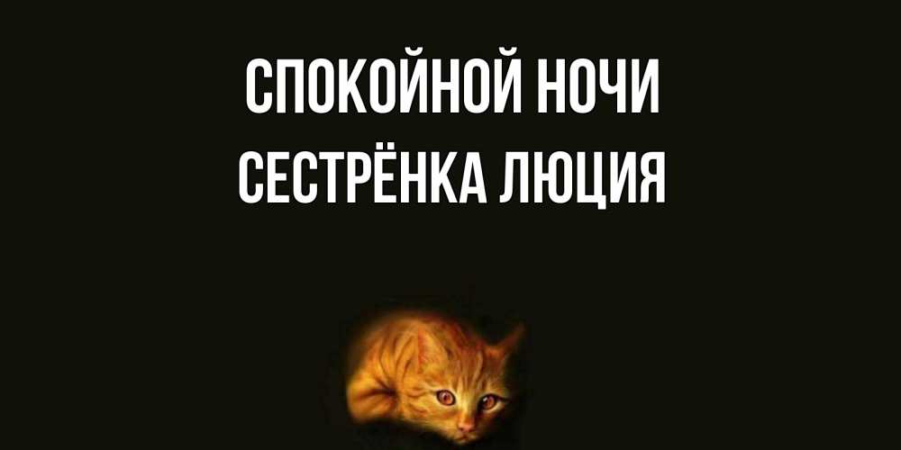 Открытка на каждый день с именем, Сестрёнка-Люция Спокойной ночи кот Прикольная открытка с пожеланием онлайн скачать бесплатно 